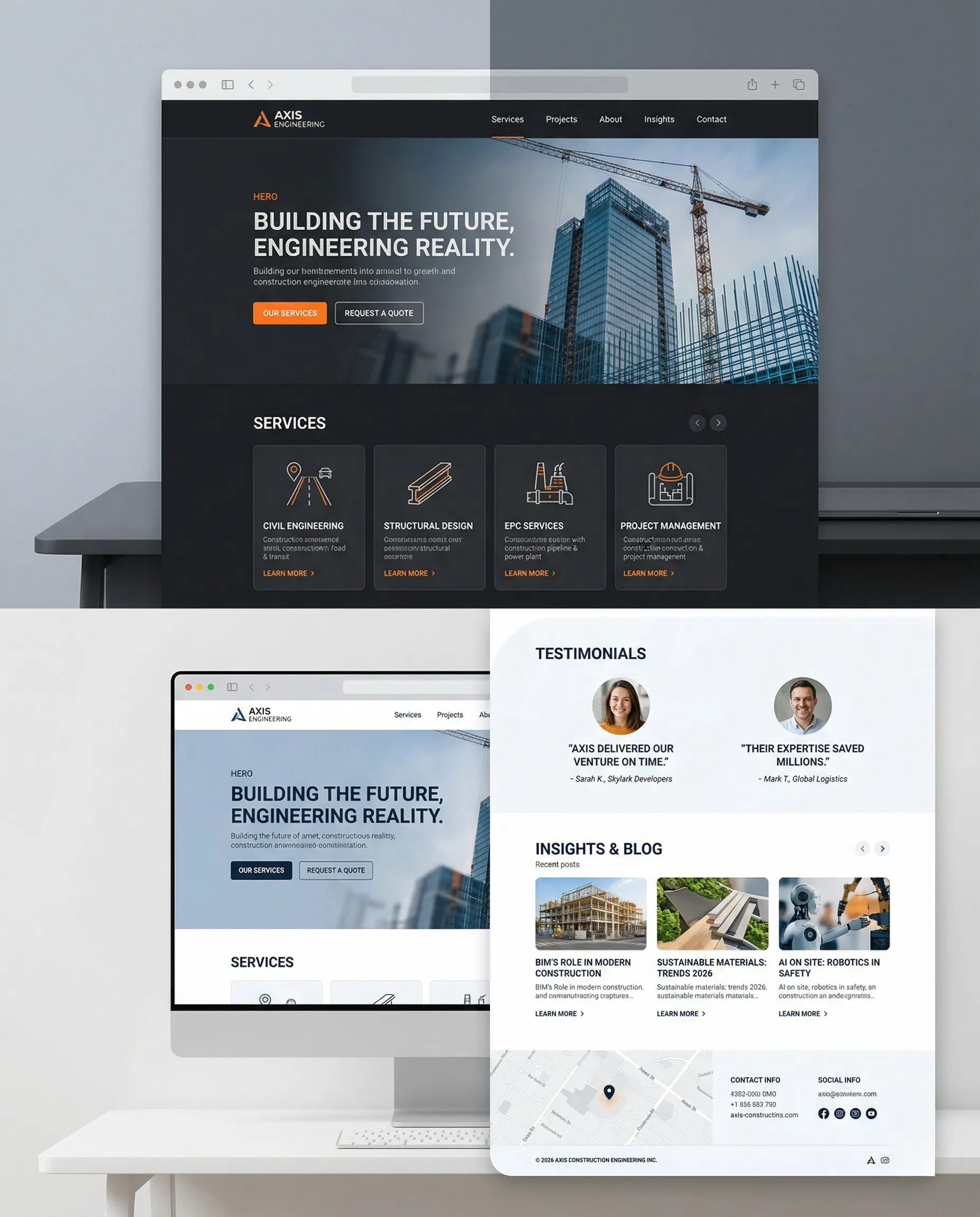 Aperçu site web professionnel secteur construction — portfolio 72H CHRONO PRO